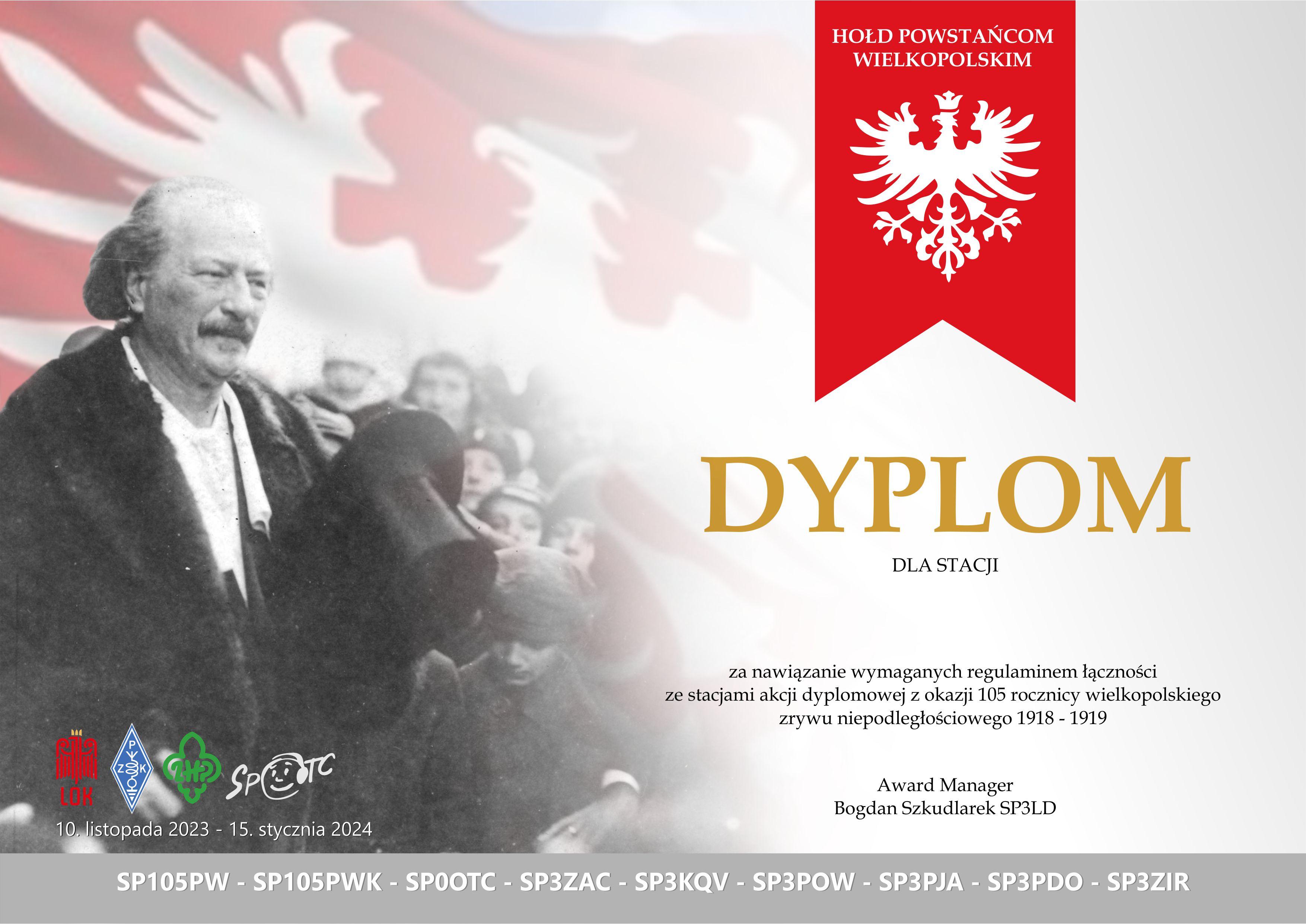 Akcja dyplomowa z okazji 105. rocznicy Wielkopolskiego Zrywu Niepodległościowego 1918/19 organizowana przez krótkofalowców z Wielkopolski